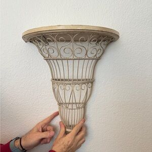 Set Of 2 Ornate Vintage White In Color Wall Scones. Metal Shelfs